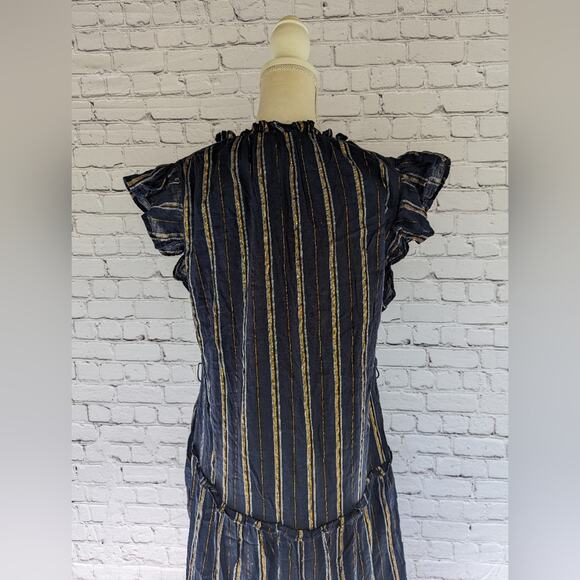 Greylin Natasha Metallic Yarn Dye Midi Dress Large - Picture 7 of 9